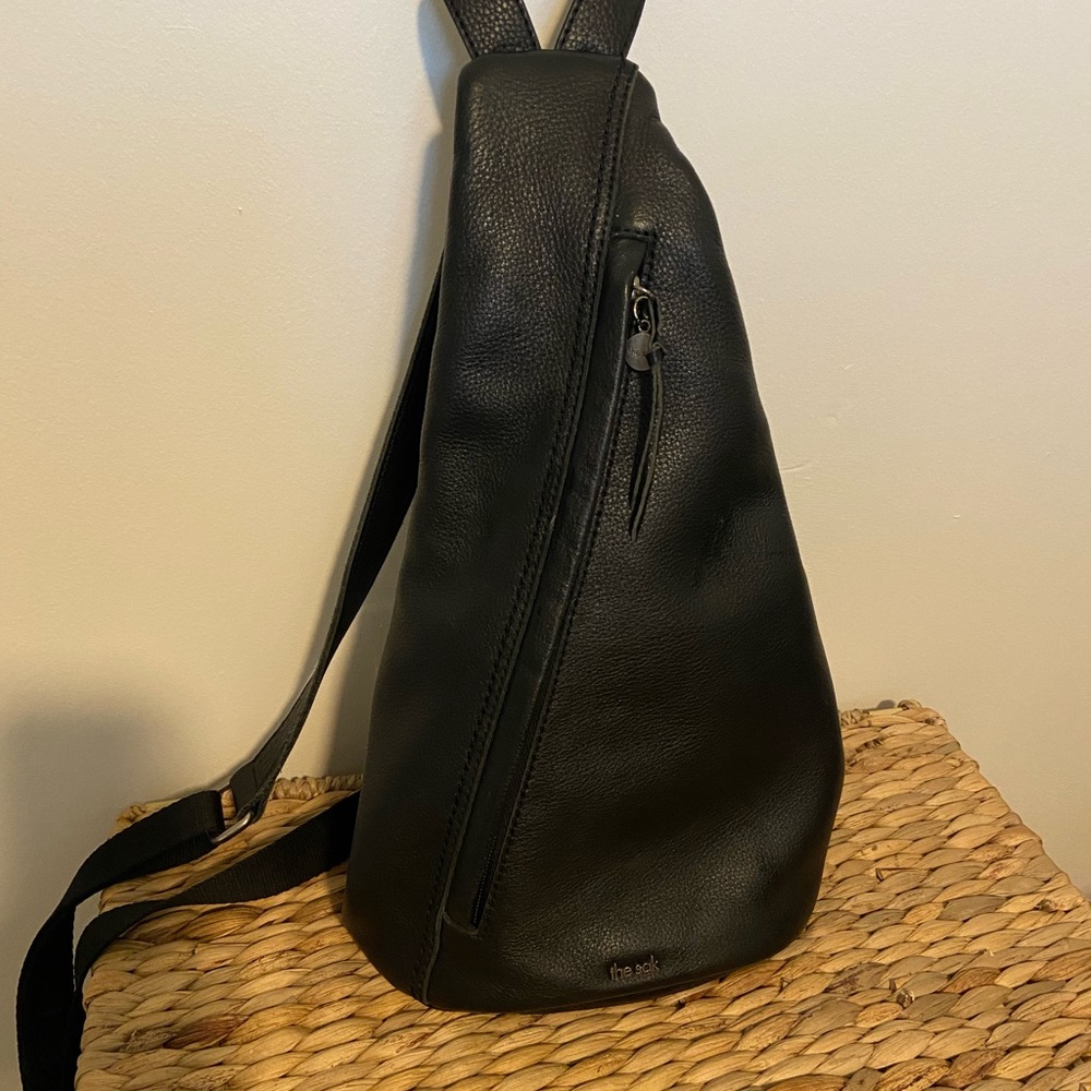 The Sal Geo Leather Sling Backpack